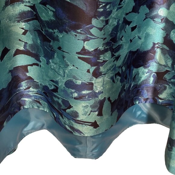 Tahari Arthur S. Levine Floral Sleeveless Maxi Dress Size 12 Blue/Teal Satin - Picture 4 of 11